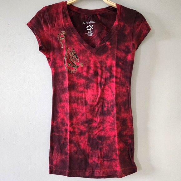 Dragonfire Phoenix Red & Black Tie Dye Dragon Tee (Small) NWOT - Picture 1 of 6